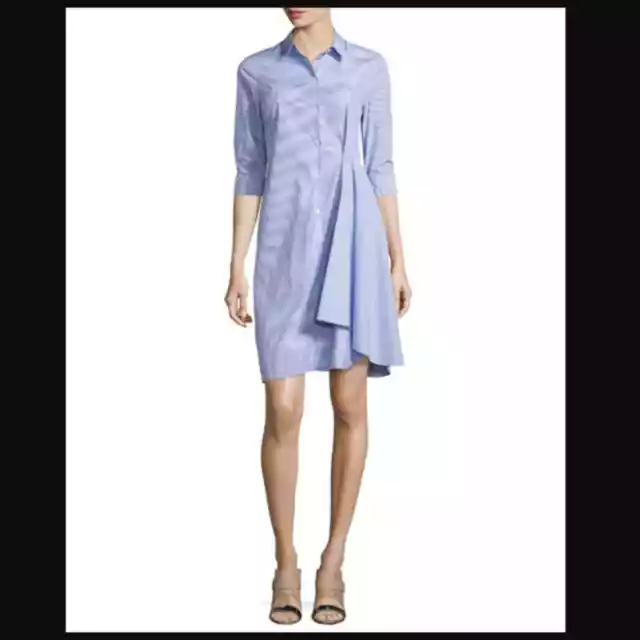 Theory Diaz Striped Ruffled Shirtdress Sz 2