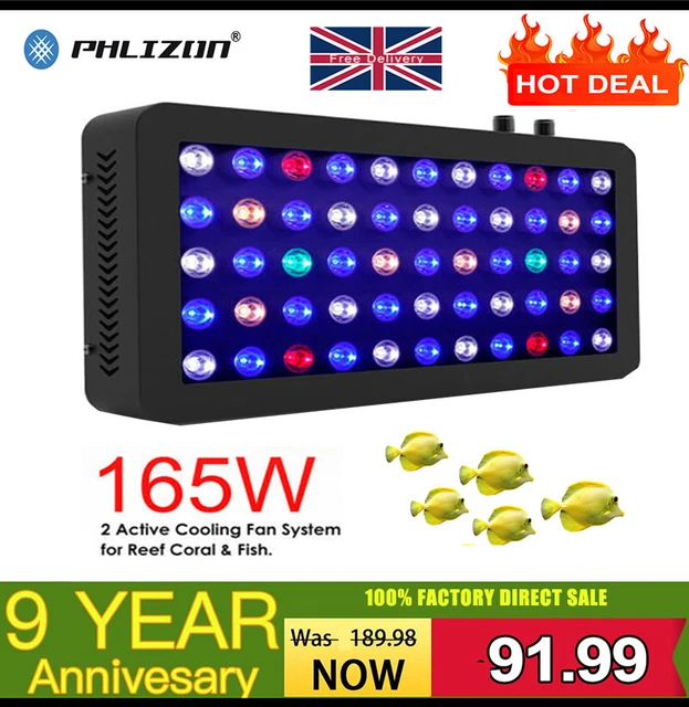 165W LED Aquarium Light Full Spectrum Fish Tank Reef Light for Fresh/Salt Water