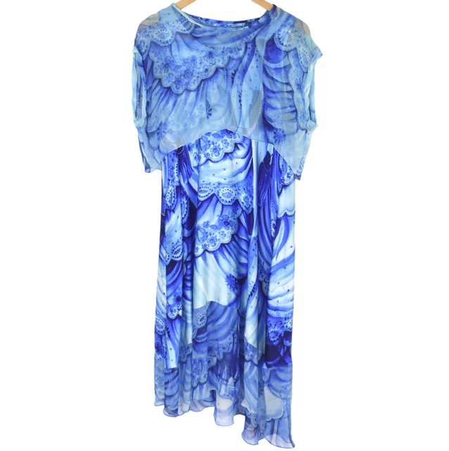 TRELISE COOPER BLUE Silk Satin Danube Dress & Top Set Size 8 EUR 36,31