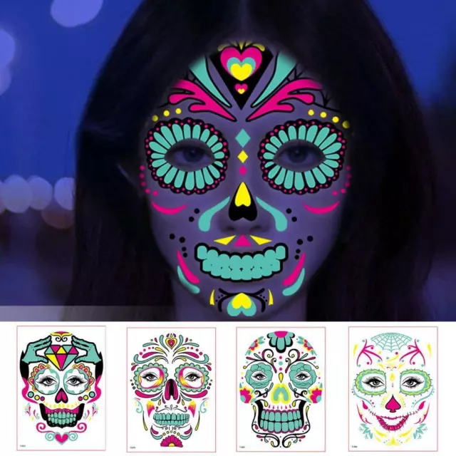 Day of The Dead Festival Skull Face Decor Halloween Goth Face Sticker ъ