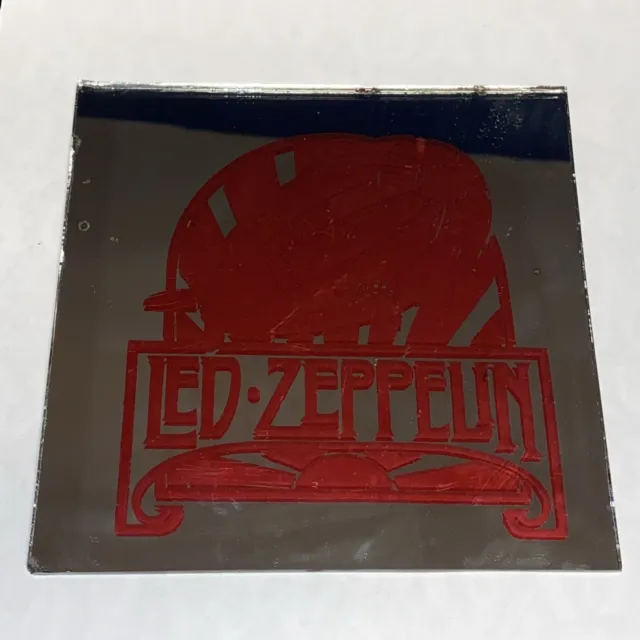 Vintage 80s Led Zeppelin Framed Fair Mirror Carnival Mirror Prize Souvenir 6x6