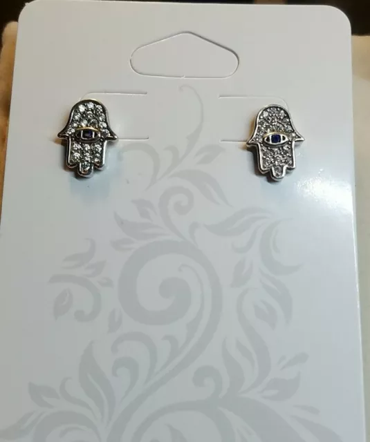 Sterling Silver With Swarovski Crystals Hamas Earrings