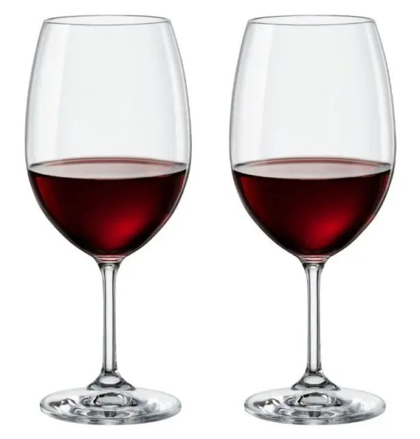 2x Large 540ml red white wine glasses 9.5x22.3cm Bohemia Crystal Lara
