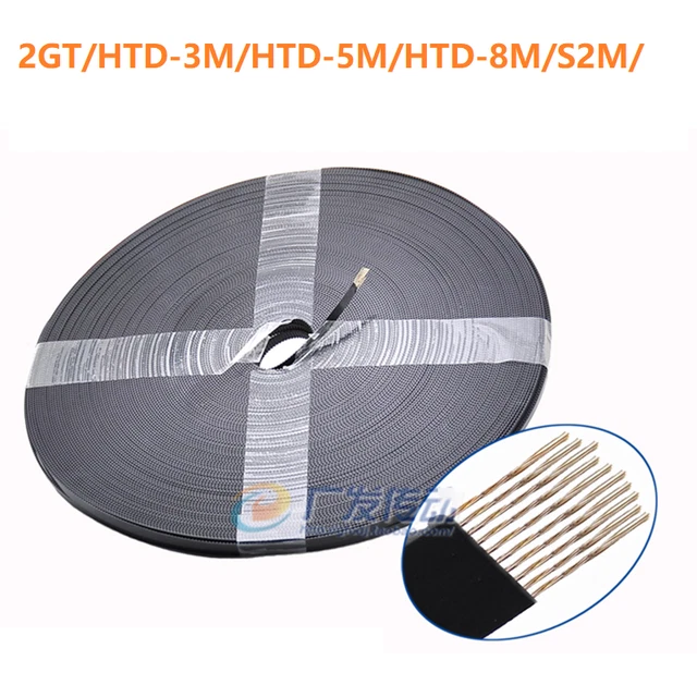 Open End Timing Belt 2GT HTD 2M-8M XL Black PU for 3D Printer/CNC Width 6-40mm