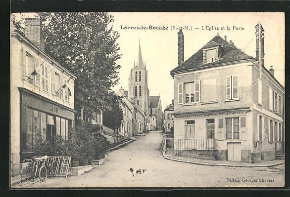 CPA Lorrez-le-Bocage, L´Eglise et la Poste