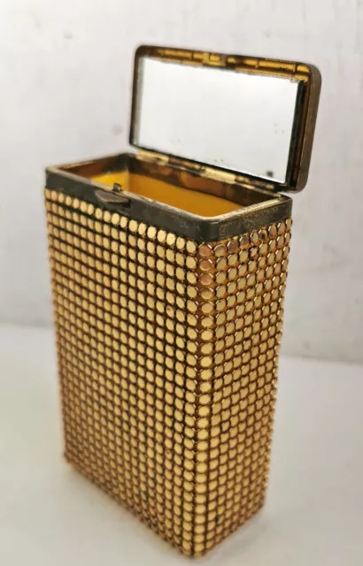 Vintage Gold-tone Glomesh Style Cigarette Case with Mirror (d885)