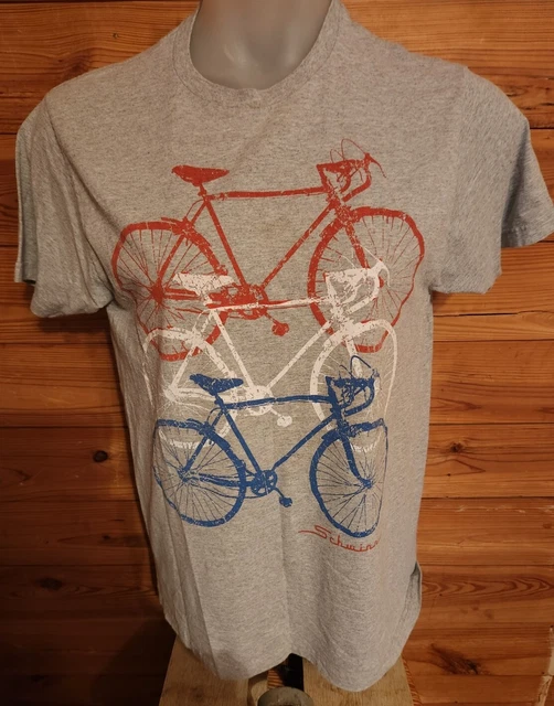 Men’s Schwinn Red White & Blue Bicycles Design Short Sleeve T-Shirt Adult M