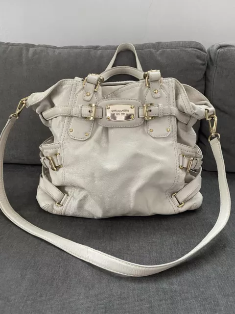 Michael Kors Gansevoort Off-White Pebbled Leather  Satchel/Crossbody Bag