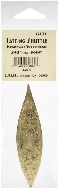 Lacis Victorian Engraved Tatting Shuttle-Gold GL21-GOLD