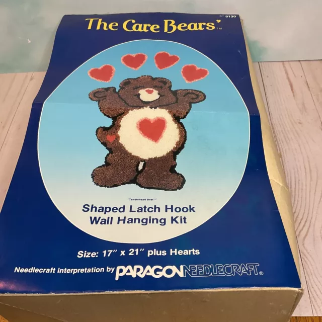 VTG 1984 Paragon NeedleCraft Tenderheart Care Bear Latch & Hook Wall Hanging