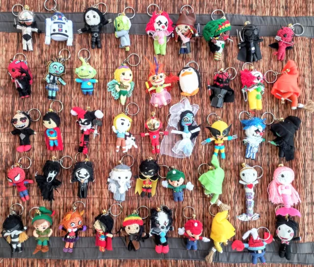 46 items Wholesale String Voodoo Doll Keyring keychain key ring superhero horror