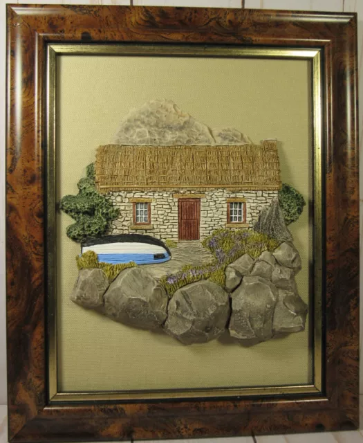 Lillyput Lane 3D Art Irish Collection Crockuna Croft 1989 Hand Painted 9 x 7.5".