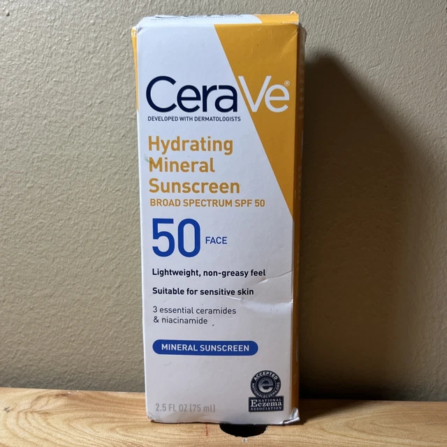 CERAVE HYDRATING MINERAL Sunscreen SPF 50 FACE 2.5 oz 14.00 PicClick