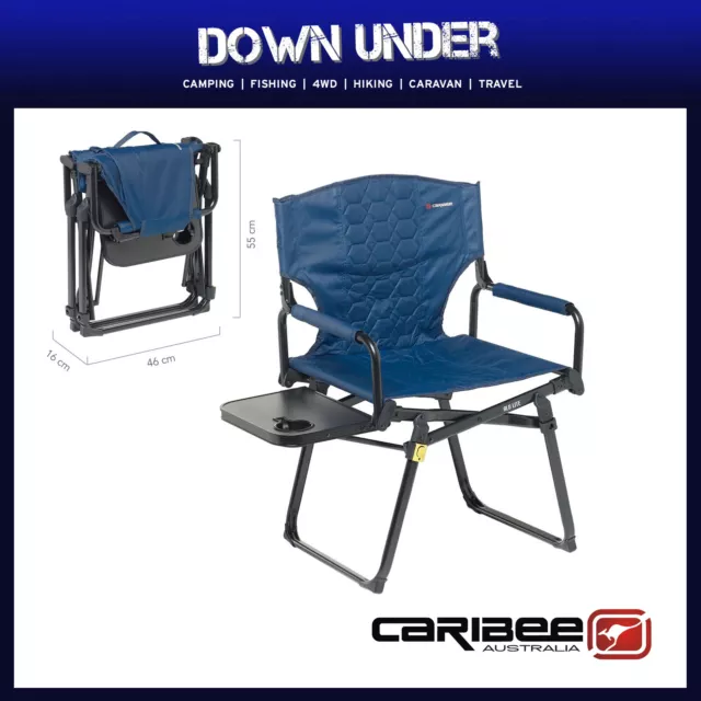 Caribee Aluminium Directors Chair with Side Table - Navy