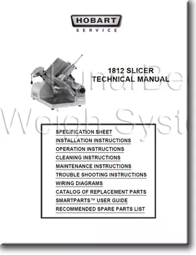 Hobart 1812 1912 Slicer Operator Parts and Tech Manuals Complete