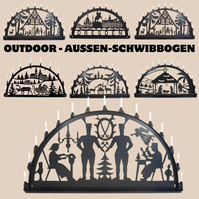 Schwibbogen Lichterbogen Erzgebirge Bergmann Metall XXL Außen Schwarz