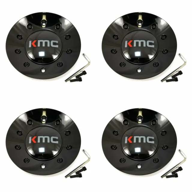 4 KMC Wheels Gloss Black Wheel Center Hub Caps for 5/6Lug KM714 Regulator