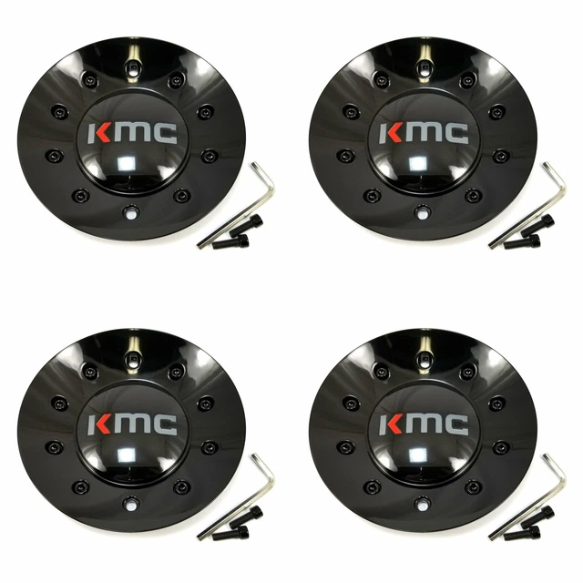 4 KMC Wheels Gloss Black Wheel Center Hub Caps for 5/6Lug KM714 Regulator