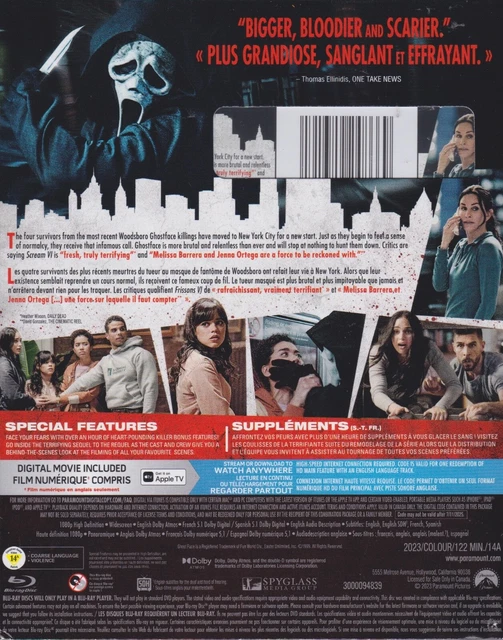 SCREAM VI/SCREAM 6 BLURAY & DIGITAL SET with Jenna Ortega & Courtney ...