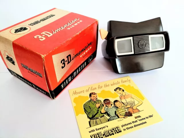 Sawyer's VIEW-MASTER Model E Bakelite Viewer Boxed and Card Made in Australia B1