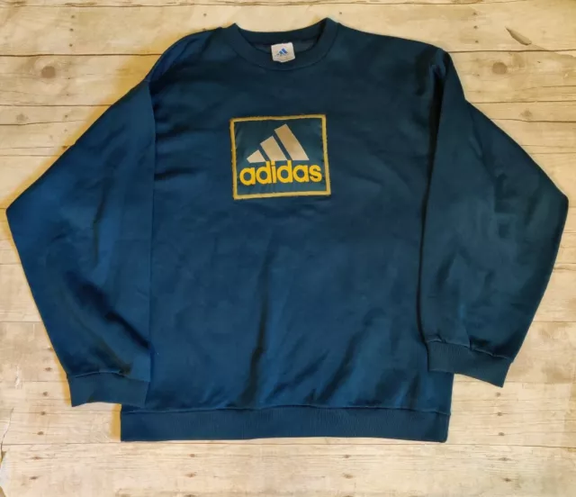 Vtg Mens Lrg Adidas Sweater Big Logo Spellout Rare Pullover Sweater