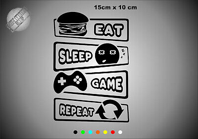 EAT Sleep GAME repeat Eat Sleep Gaming repeat Gaming Adesivi Sticker Gamer