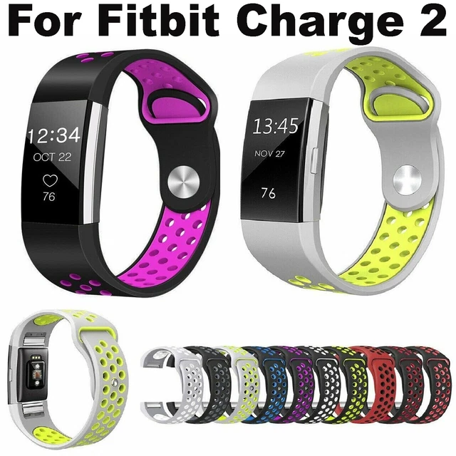 For Fitbit Charge 2 Sport Band Silicone Replacement Strap Wristband Metal Buckle