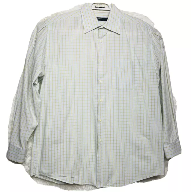 Perry-Ellis Portfolio Men’s Size Large 16 1/2 100% Cotton Plaid Button Up Shirt