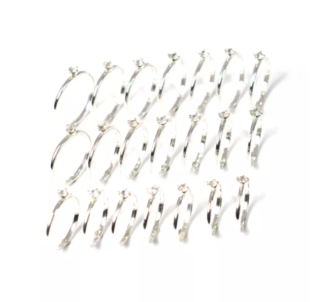 WHOLESALE 21PC 925 SOLID STERLING SILVER CUT CUBIC ZIRCONIA RING LOT k395