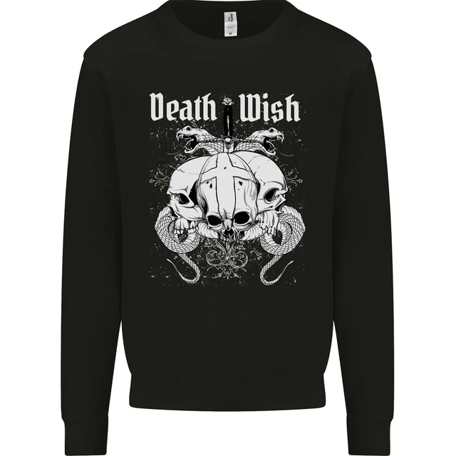 Death Desiderio Teschi Serpenti Biker Gotico Demone Uomo Felpa Maglione