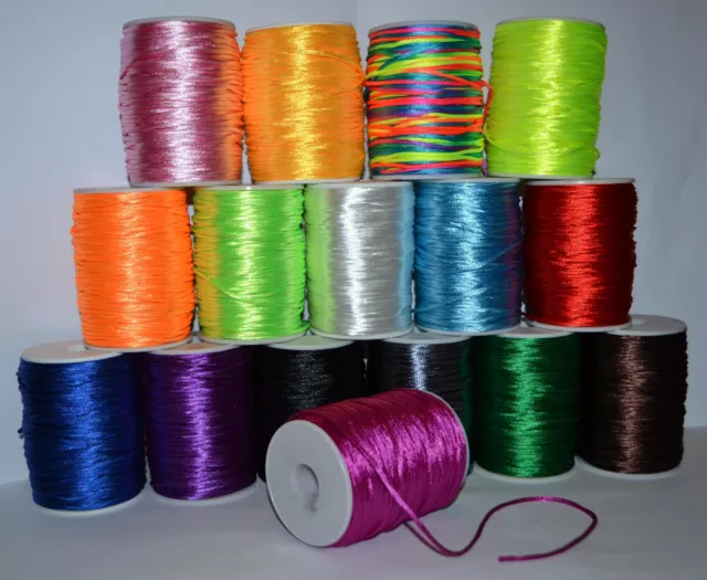 1mm 1,5mm 2mm Rattail Satin Nylon Cord Thread Kumihimo Shamballa BUY 5 GET1 FREE