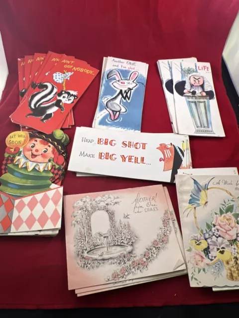 LOT OF 40 ORIGINAL 1950s & 1960s  BIRTHDAY GET WELL CARDS NOS UNUSED