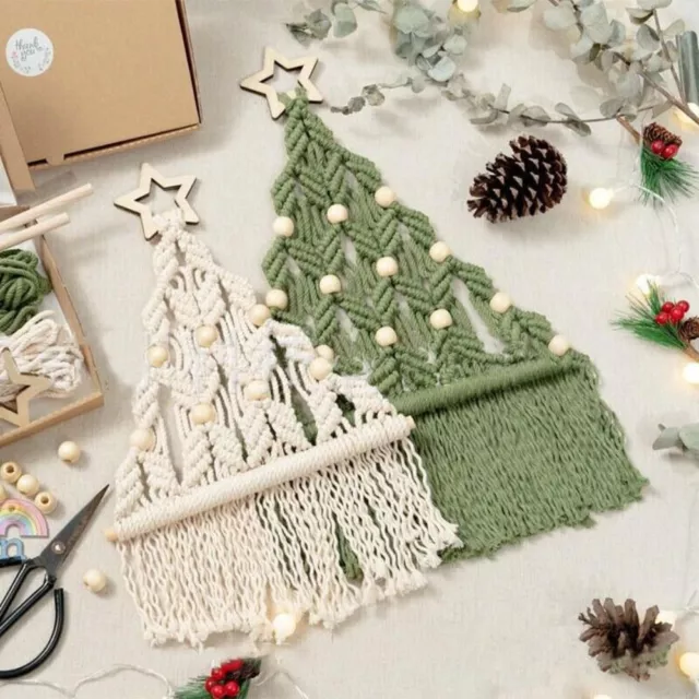 2Pcs Material Kit Xmas Wall Hangings Weaving Christmas Tree Handicrafts  Indoor