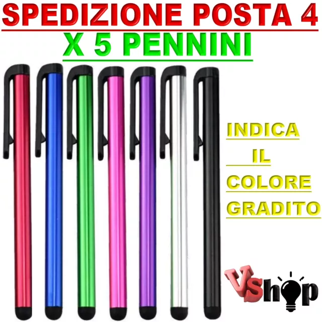 5 x Pennino stylus penna pen touch screen capacitivo per smartphone tablet tab