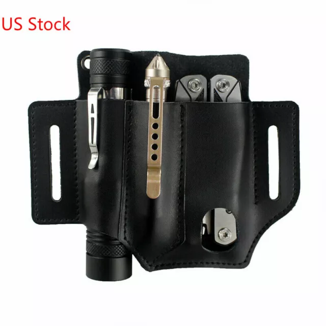 Multitools Portable Belt Pouch Leather EDC Pouch for Flashlight Pen Knife