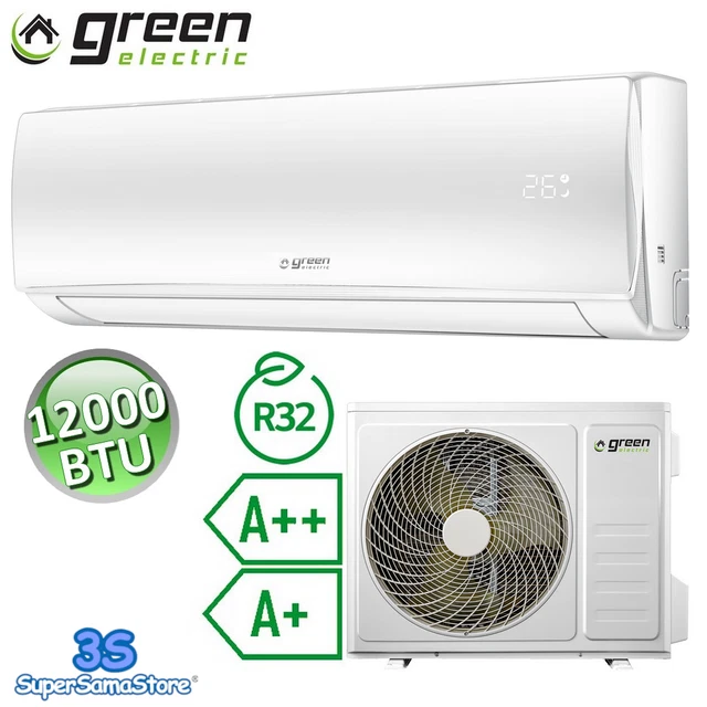 3S CLIMATISEUR GREEN ELECTRIC EVO R32 12000 BTU 3.5 KW 35m² INVERTER A++/A+