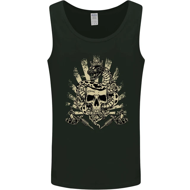 Gilet da uomo tatuaggio teschio serpente tatuatore biker gotico