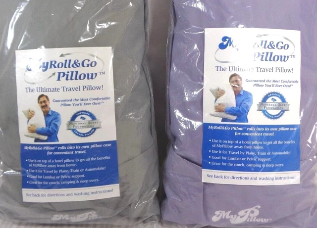 New - My Pillow Roll & Go Travel Pillow + Pillowcase Airplane Car Camping Lumbar 2