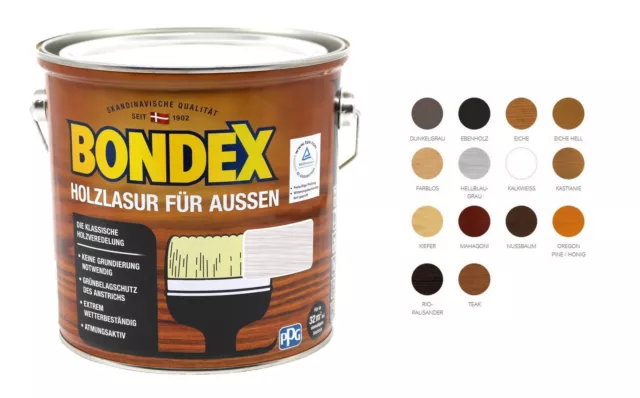 Bondex Holzlasur für Aussen 4L BEULE Farbwahl Holzschutzlasur