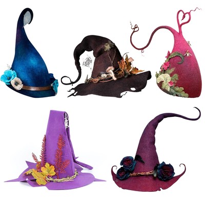 HALLOWEEN PARTY FELT Witch Hat Foldable Handmade Witch Hat with