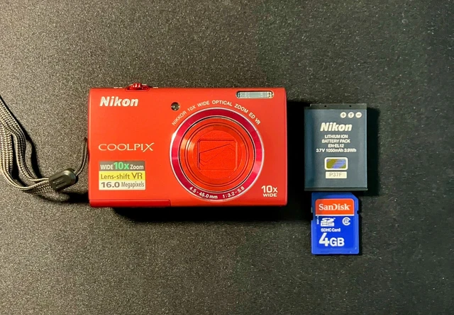 Nikon COOLPIX S6200 16.0MP Digital Camera - Red Used only a few times w/ access.