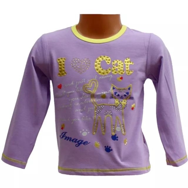 Mädchen Baby Langarmshirt Gr. 80, T-Shirt, Katzen Motiv, lila