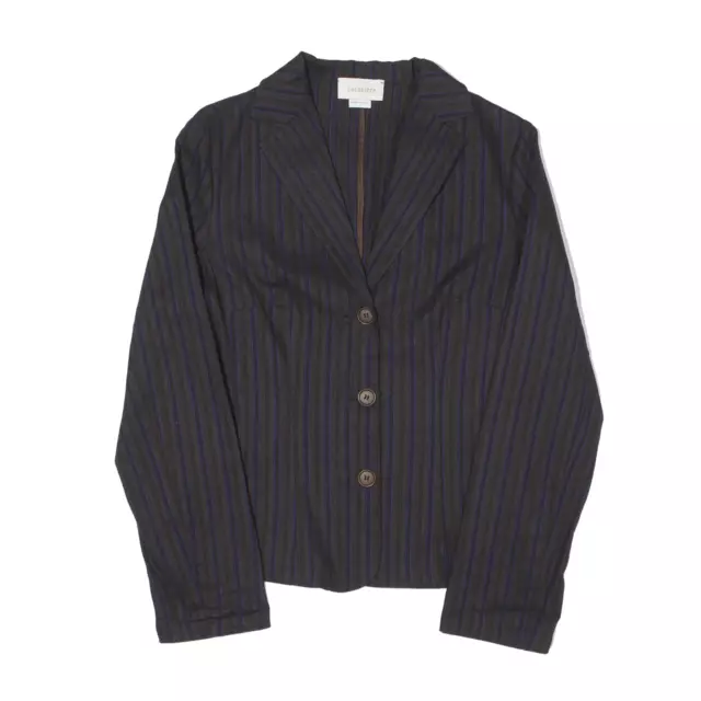 Vintage CARACTERE Linen Blend Blazer Jacket Black 90s Striped Womens UK 10