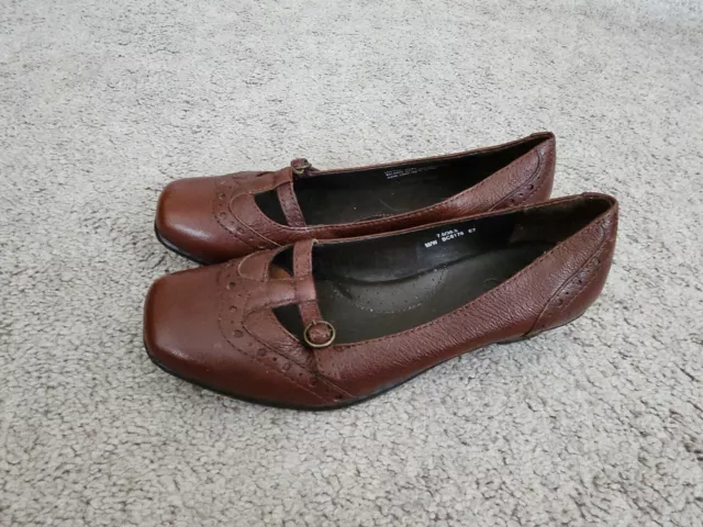 BORN BOC Brown Leather Mary Jane Wedge Pumps Heels Size 7.5 US EUC! FREE SHIP