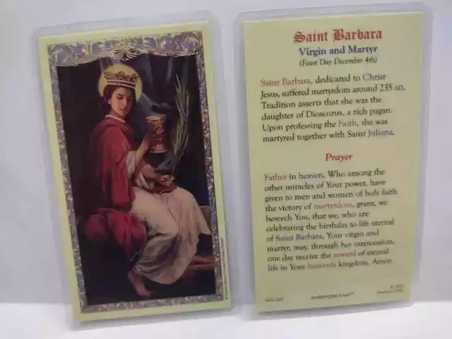 SAINT BARBARA  Laminated catholic prayer card