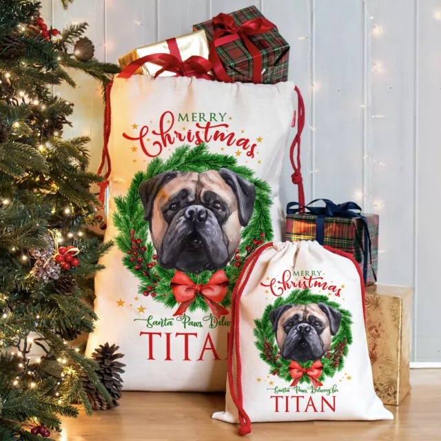 Bullmastiff Christmas Sack Personalised Dog Santa Bag Xmas Puppy Stocking DWS16Z