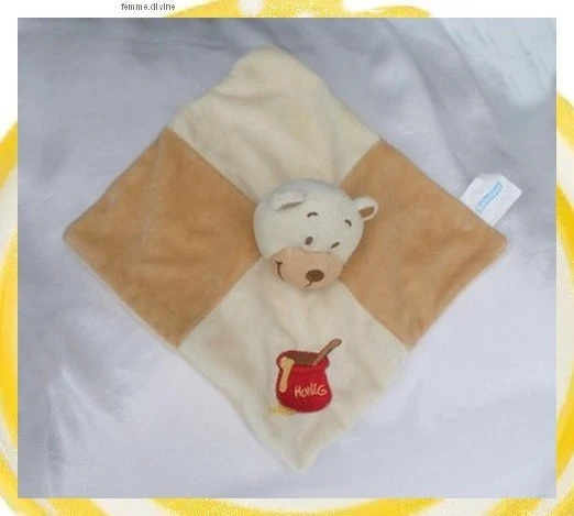 L/ DOUDOU PELUCHE Vintage Ajena Ours Carreaux Vichy Rouge Grelot 30Cm