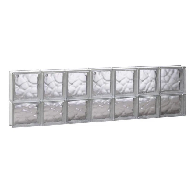 Clearly Secure Wave Glass Block Window 13.50" x 44.25" Privacy Glass Non-Vented