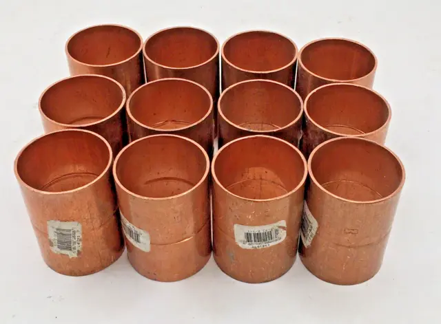 1-1/2" inch Copper Solder Coupling with Stop Sweat CxC *Lot of (12)*