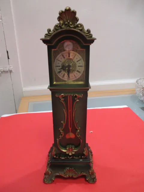 Schmid Germany 8 Day Miniature Grandfather Vintage Clock WORKS 12"